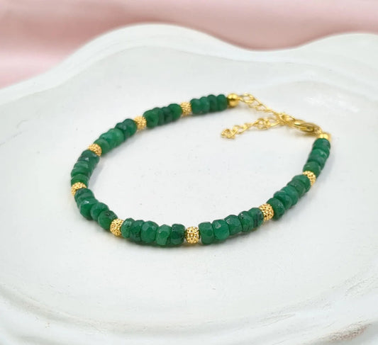 Emerald Corundum Bracelet 18K Gold Filled