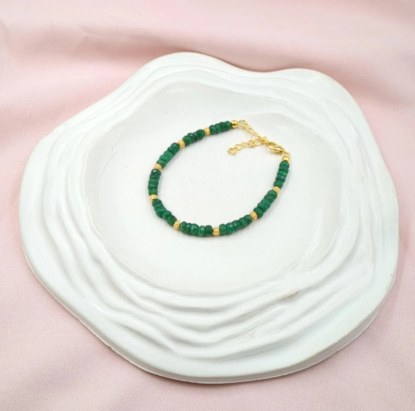 Emerald Corundum Bracelet 18K Gold Filled