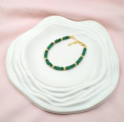 Emerald Corundum Bracelet 18K Gold Filled