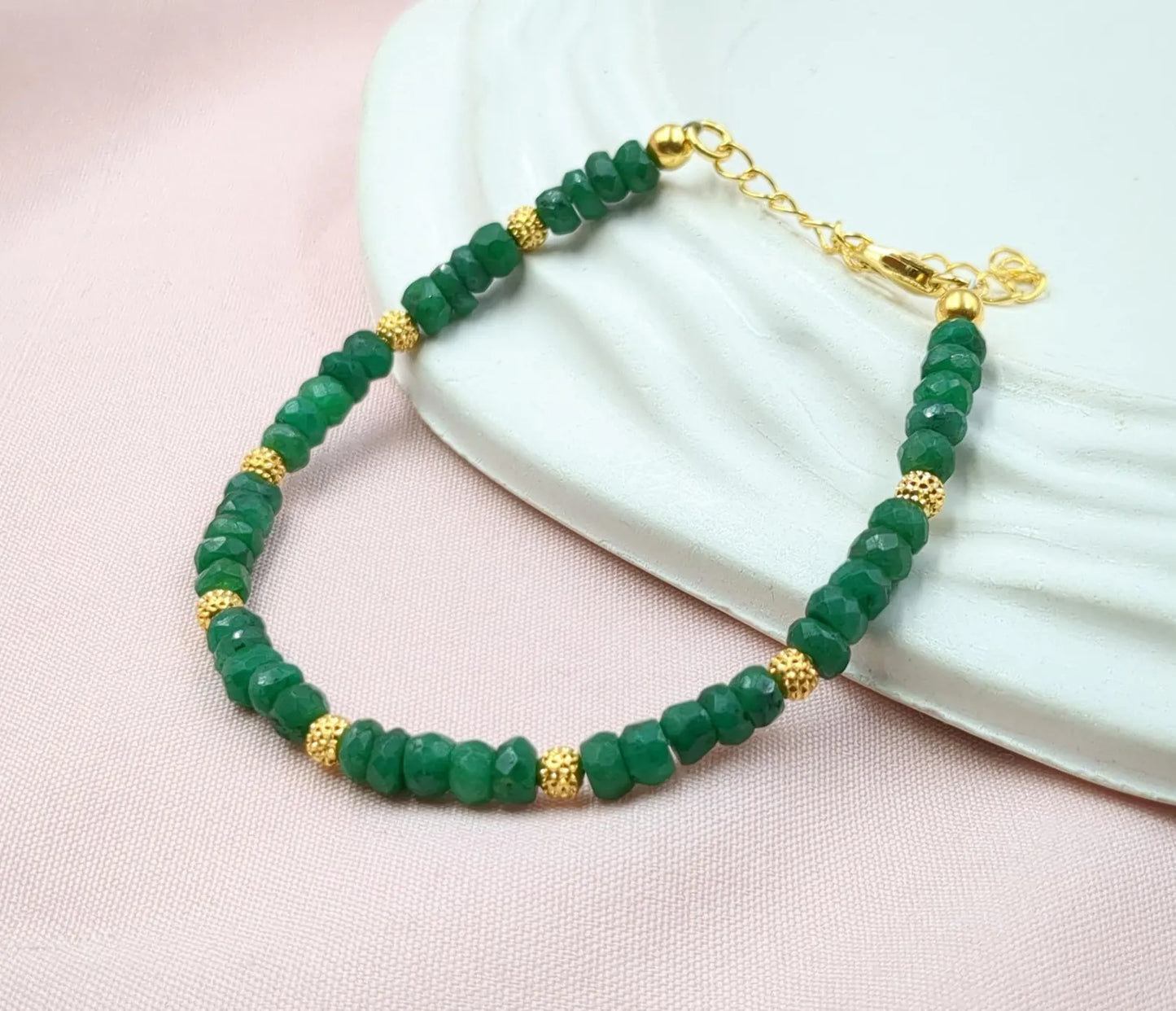 Emerald Corundum Bracelet 18K Gold Filled