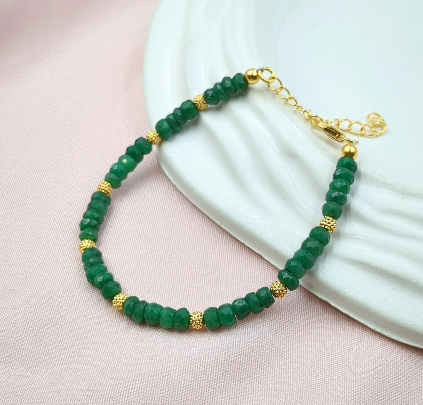 Emerald Corundum Bracelet 18K Gold Filled