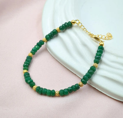 Emerald Corundum Bracelet 18K Gold Filled