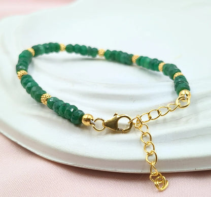 Emerald Corundum Bracelet 18K Gold Filled