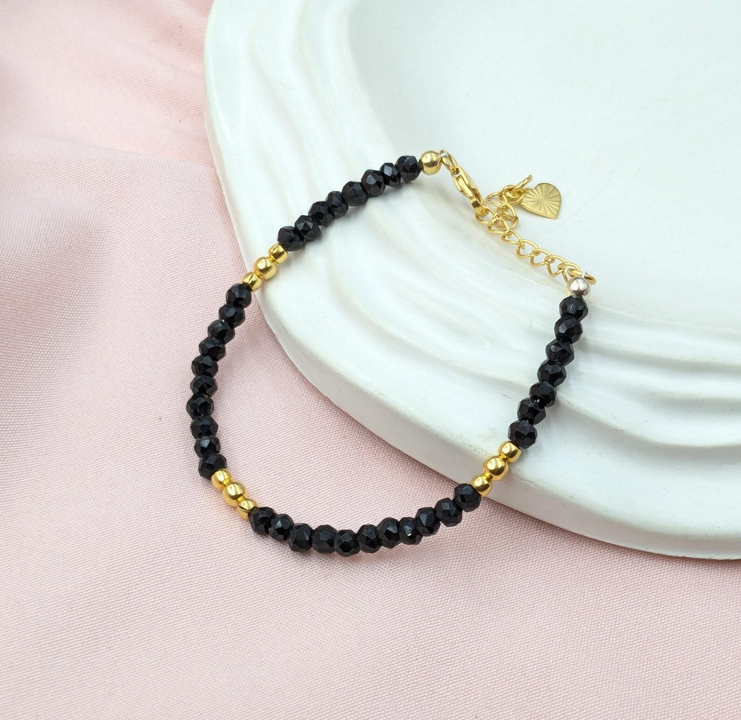 Black Spinel 18K Gold Filled Bracelet