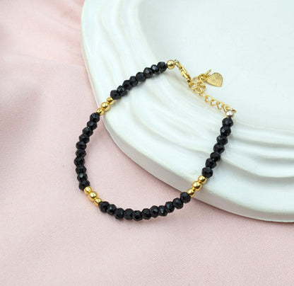 Black Spinel 18K Gold Filled Bracelet