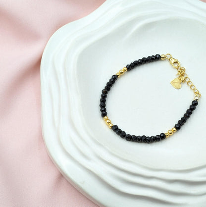 Black Spinel 18K Gold Filled Bracelet