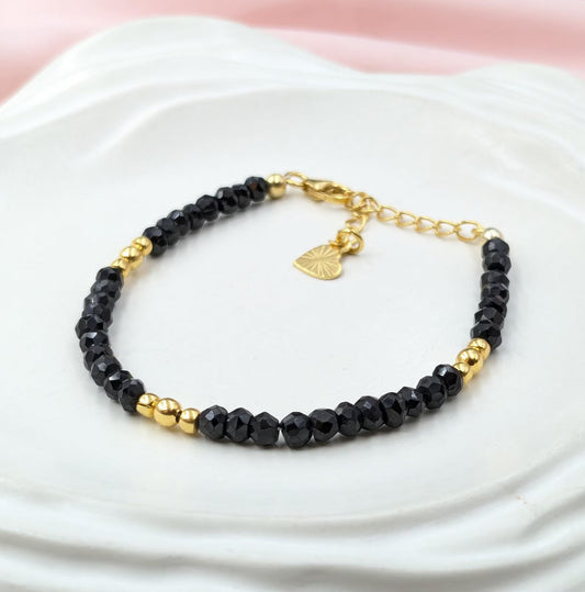 Black Spinel 18K Gold Filled Bracelet