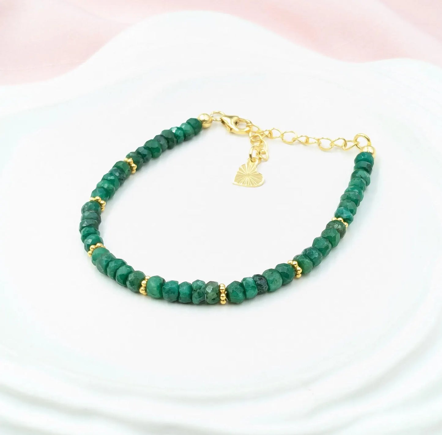 Emerald Corundum 18K Gold Filled Bracelet