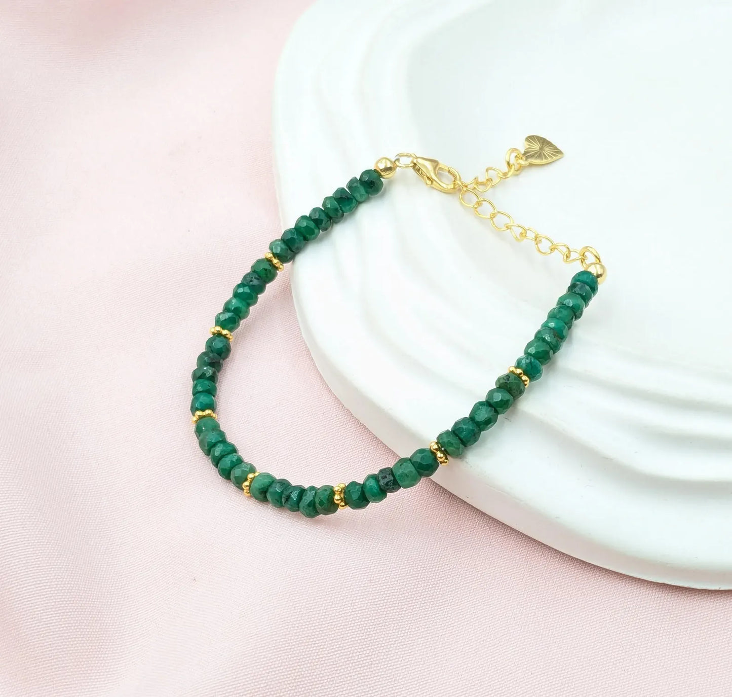 Emerald Corundum 18K Gold Filled Bracelet