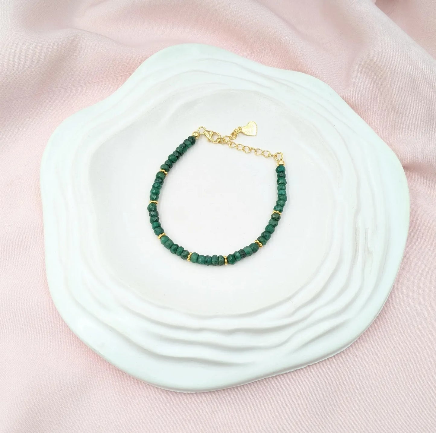 Emerald Corundum 18K Gold Filled Bracelet