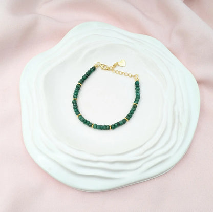 Emerald Corundum 18K Gold Filled Bracelet