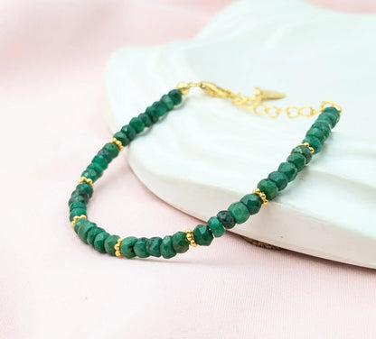 Emerald Corundum 18K Gold Filled Bracelet