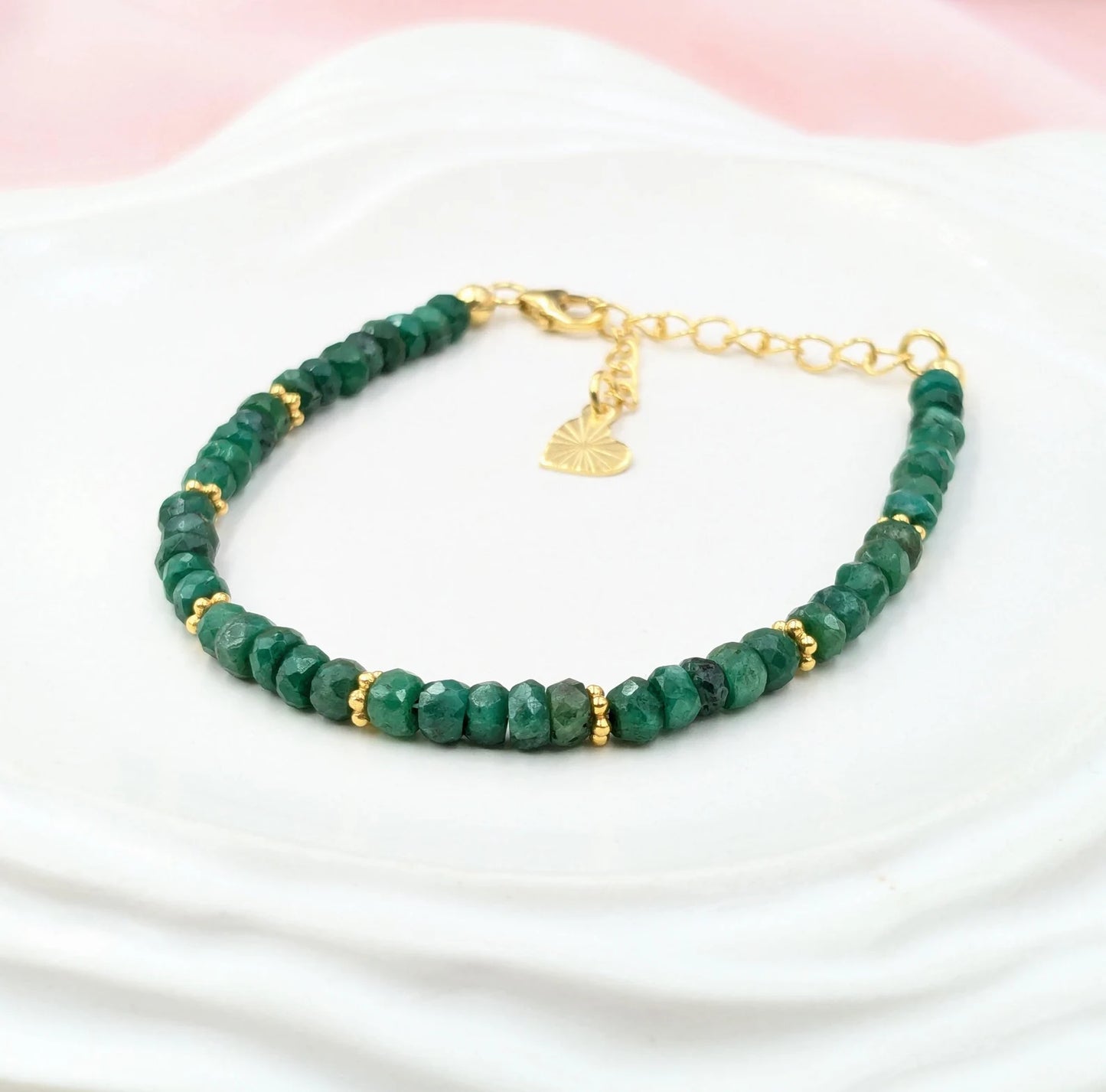 Emerald Corundum 18K Gold Filled Bracelet
