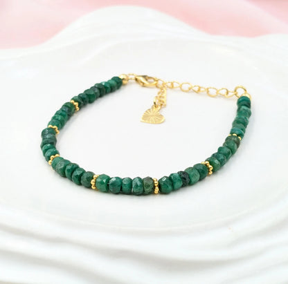 Emerald Corundum 18K Gold Filled Bracelet