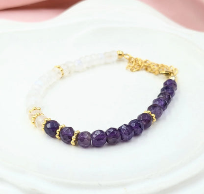 Amethyst & Rainbow Moonstone Bracelet