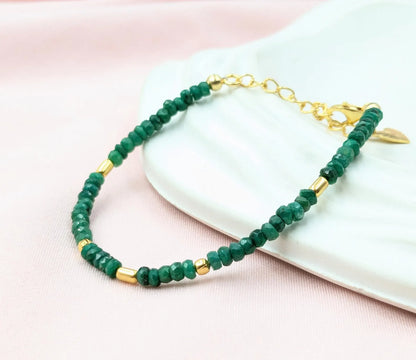 18K Gold Emerald Corundum Bracelet
