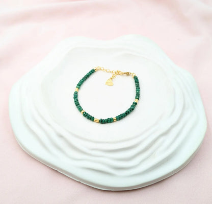 18K Gold Emerald Corundum Bracelet