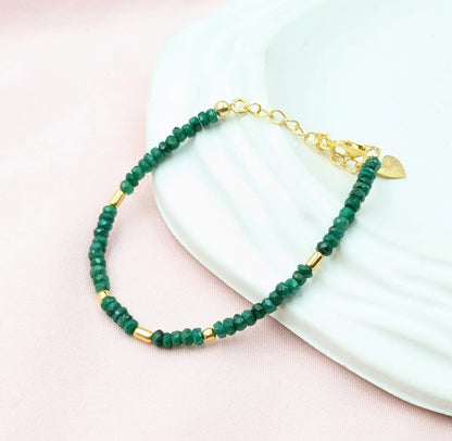 18K Gold Emerald Corundum Bracelet