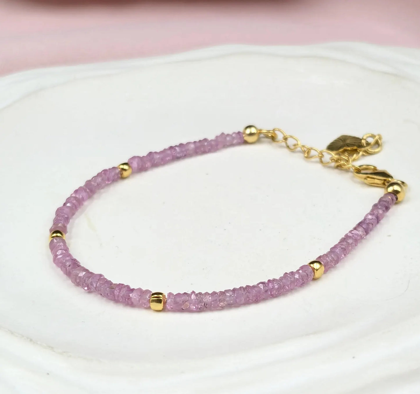 Pink Sapphire Bracelet 18K Gold Filled Bracelet