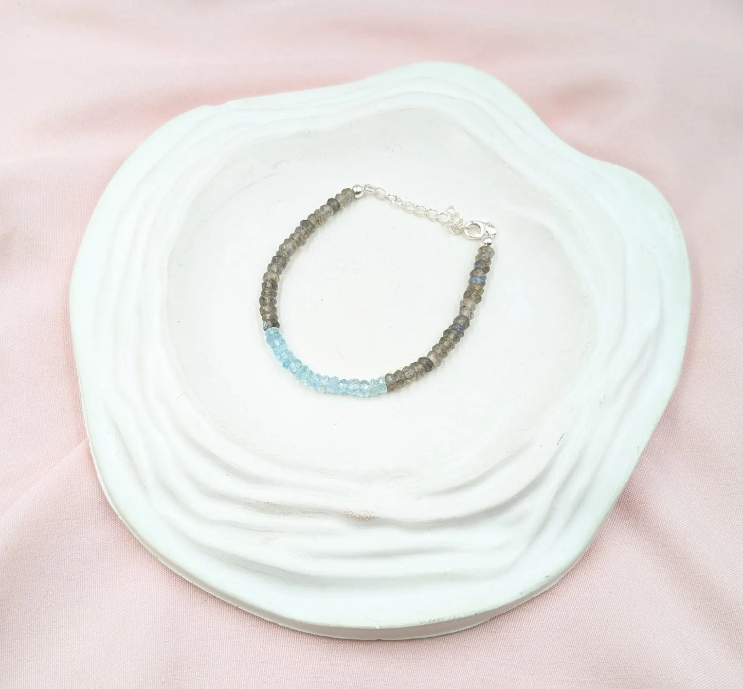 Labradorite & Blue Aquamarine Bracelet