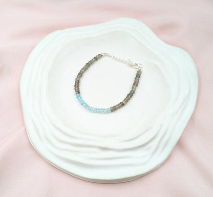Labradorite & Blue Aquamarine Bracelet