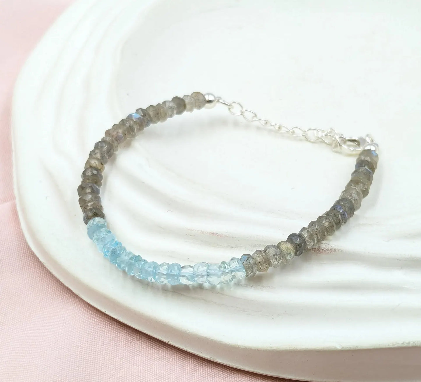 Labradorite & Blue Aquamarine Bracelet