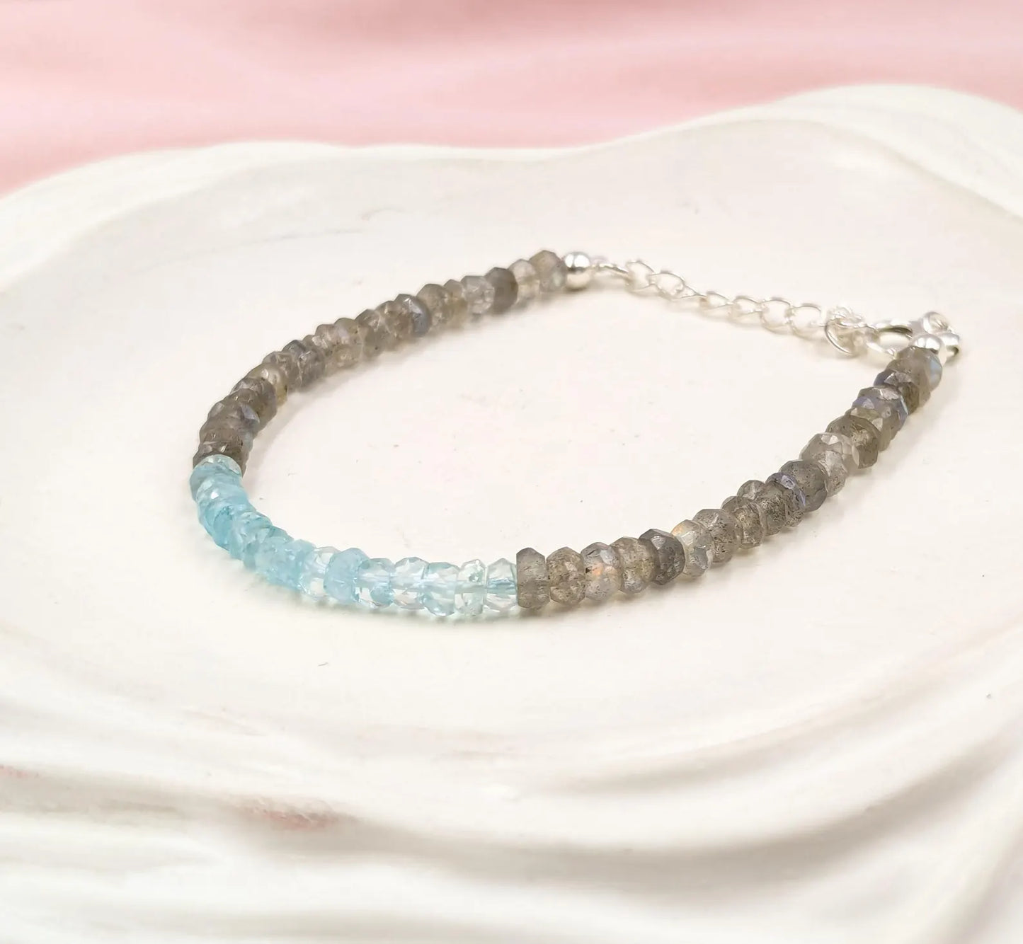 Labradorite & Blue Aquamarine Bracelet