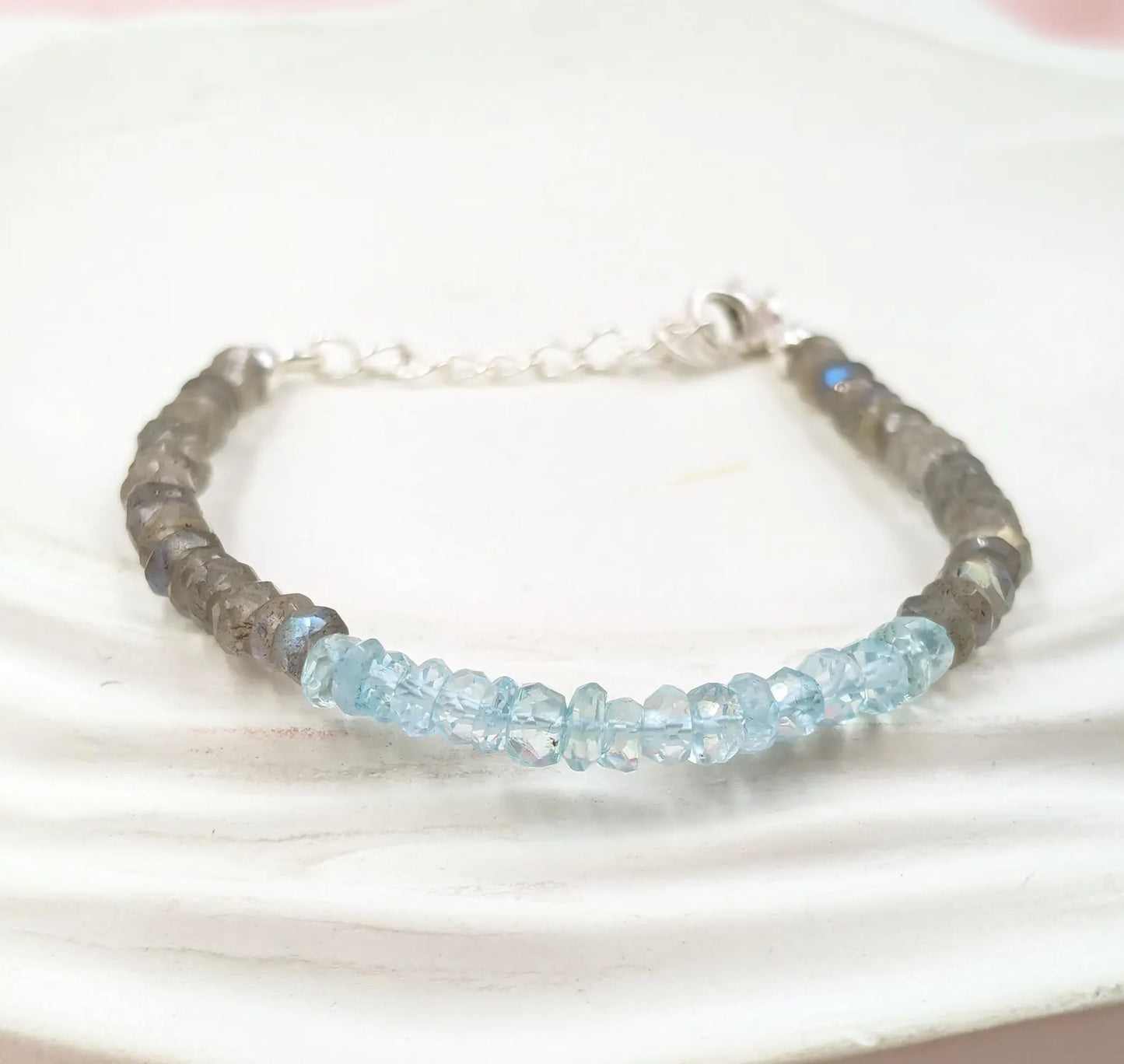 Labradorite & Blue Aquamarine Bracelet
