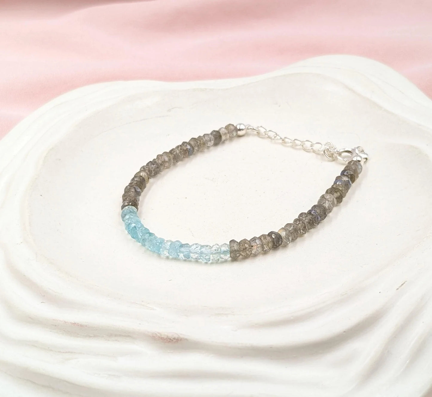 Labradorite & Blue Aquamarine Bracelet