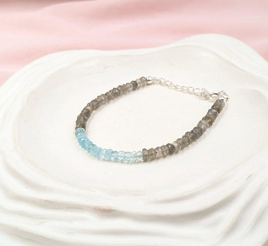 Labradorite & Blue Aquamarine Bracelet
