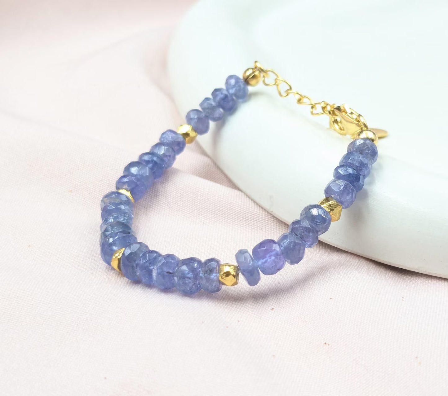 Tanzanite Bracelet 18k Gold Filled Tanzanite Beads Bracelet