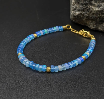 Lavender Ethiopian Opal Bracelet 18K Gold Filled Fire Opal Gemstone Jewelry