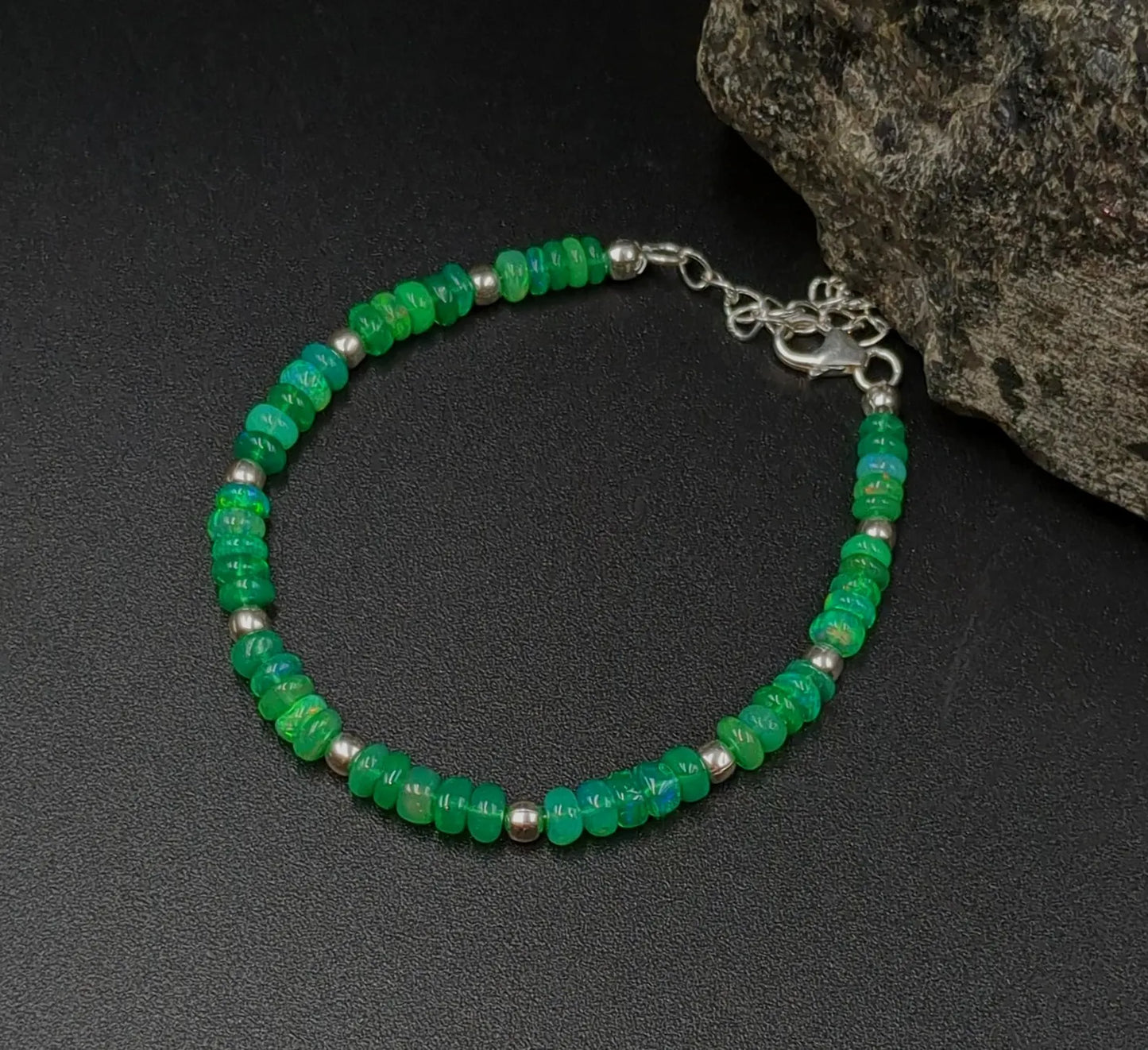 Green Opal Bracelet Ethiopian Opal Bead Jewelry