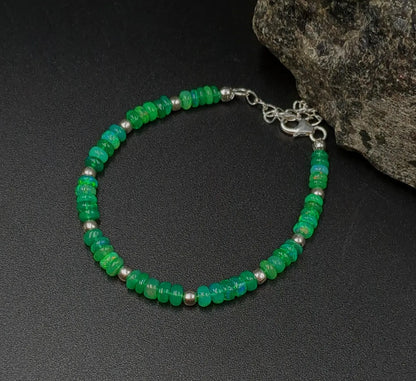Green Opal Bracelet Ethiopian Opal Bead Jewelry