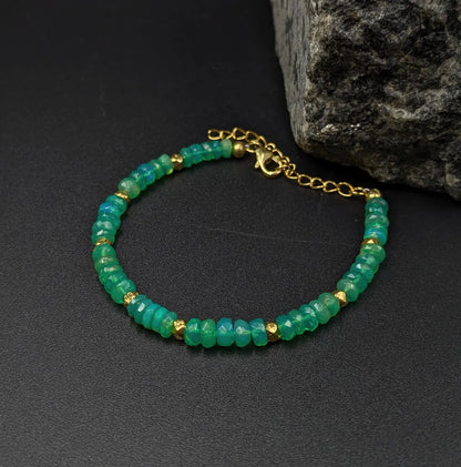 Green Ethiopian Opal Bracelet 18K Gold Filled Welo Opal Beads