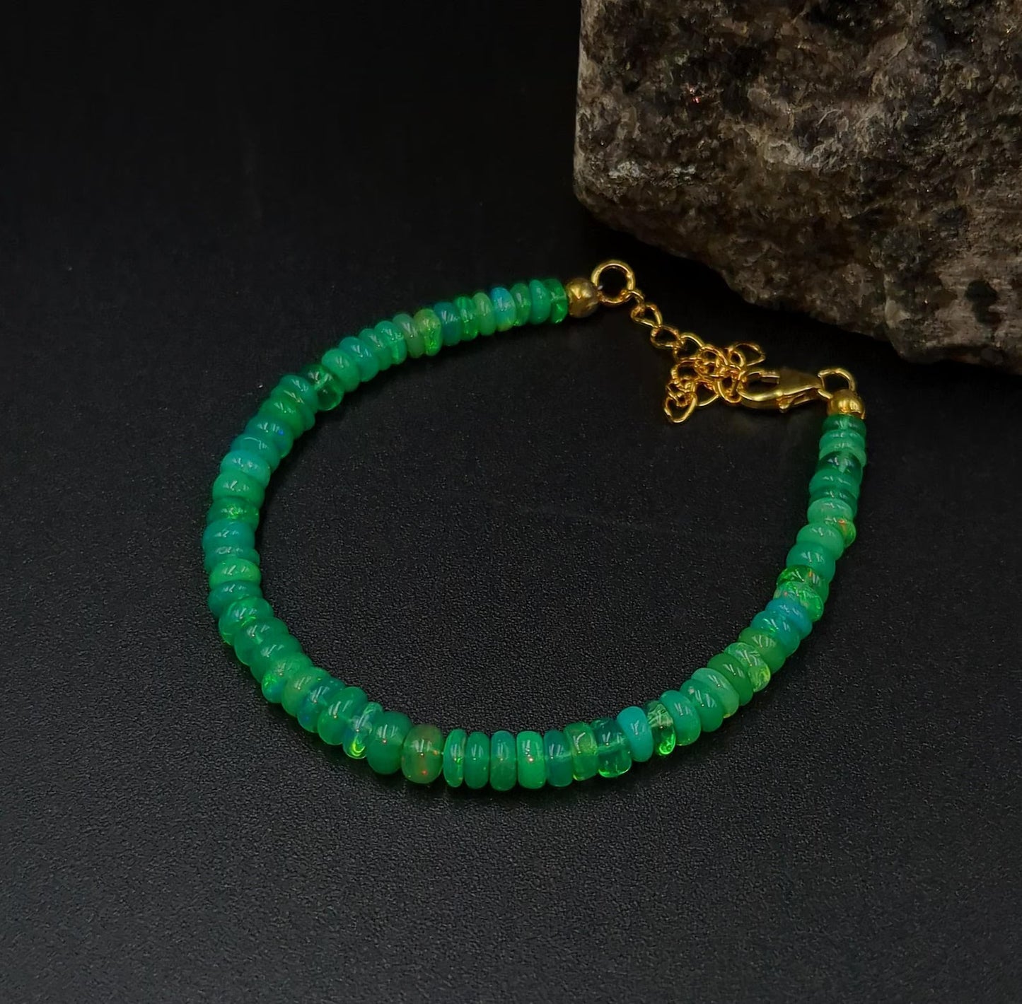 AAA+ Green Ethiopian Opal Bracelet