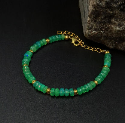 Green Ethiopian Opal Bracelet 18K Gold Filled Welo Opal Beads