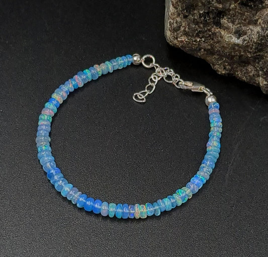 Lavender Ethiopian Opal Bracelet 925 Sterling Silver Bracelet