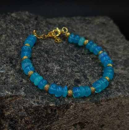 Ethiopian Blue Opal Bracelet 18K Gold Filled Handmade Jewelry