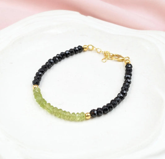 Peridot & Black Spinel Gemstone Bracelet
