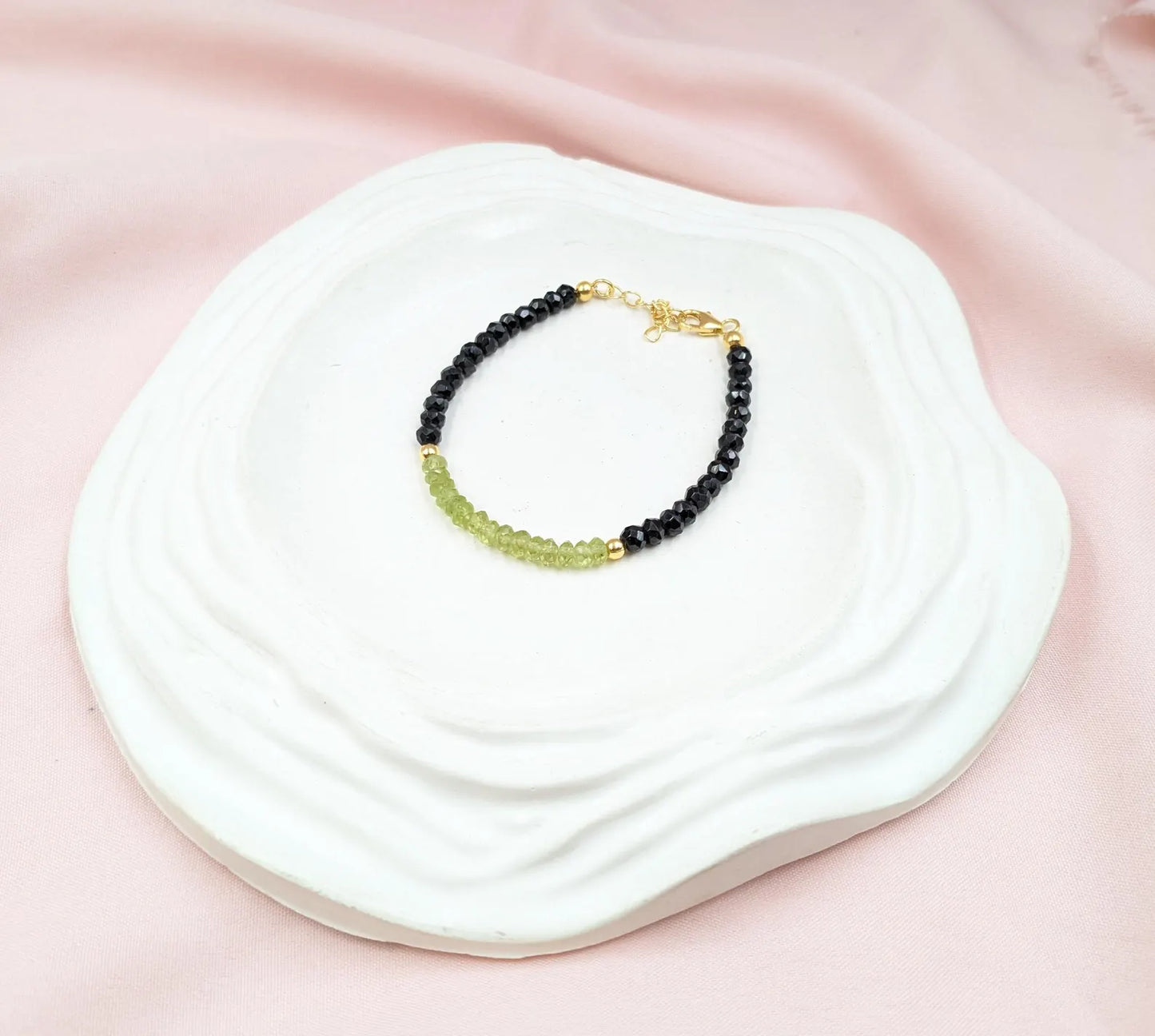 Peridot & Black Spinel Gemstone Bracelet