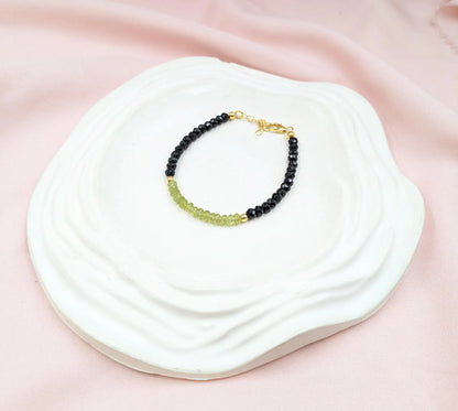 Peridot & Black Spinel Gemstone Bracelet