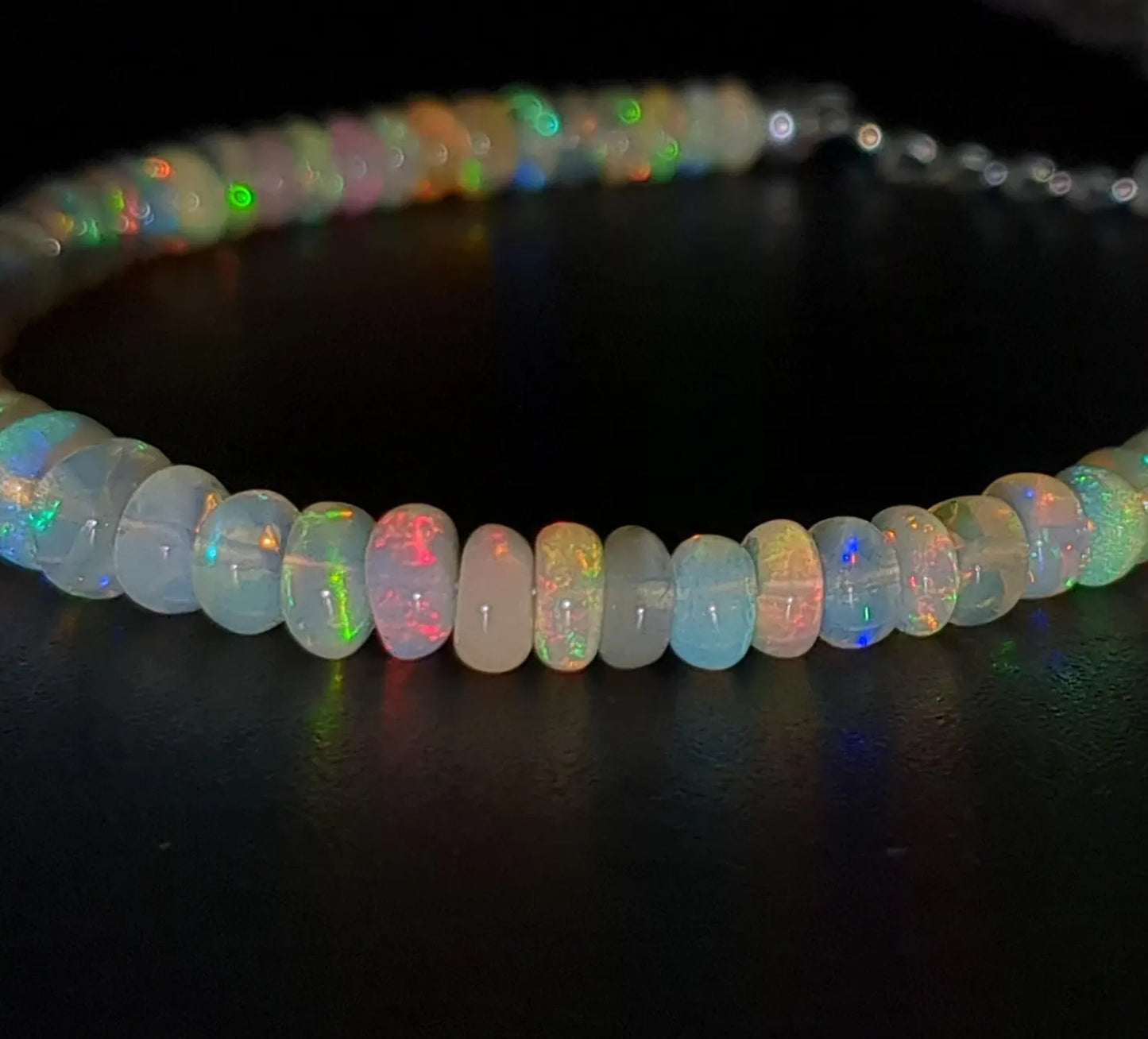 AAA+ Ethiopian Opal Bracelet Fire Opal Bead 925 Sterling Silver Bracelet