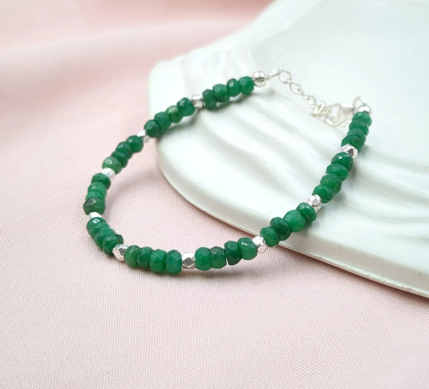 Emerald Corundum 925 Sterling Silver Bracelet