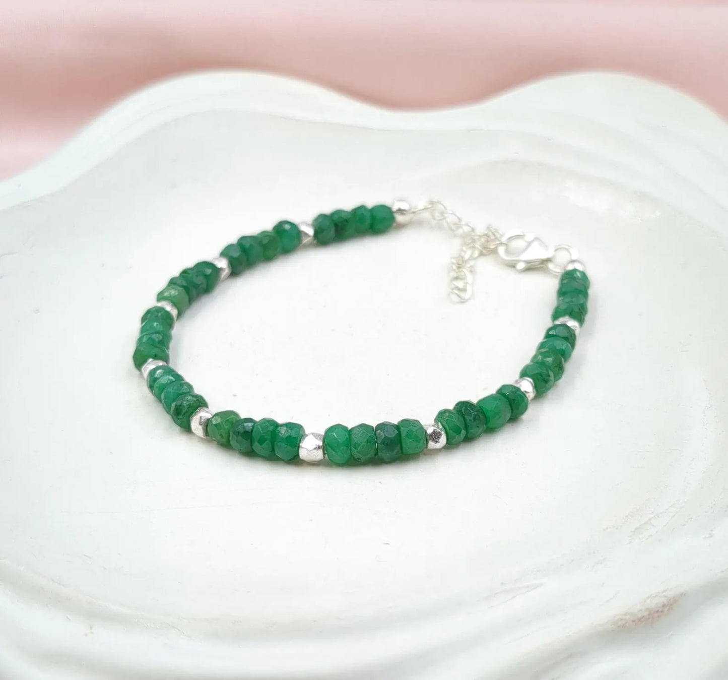 Emerald Corundum 925 Sterling Silver Bracelet