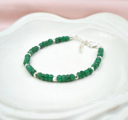 Emerald Corundum 925 Sterling Silver Bracelet
