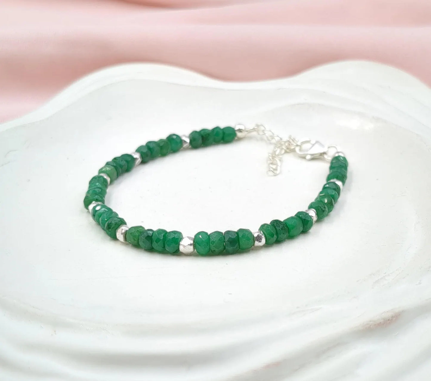 Emerald Corundum 925 Sterling Silver Bracelet
