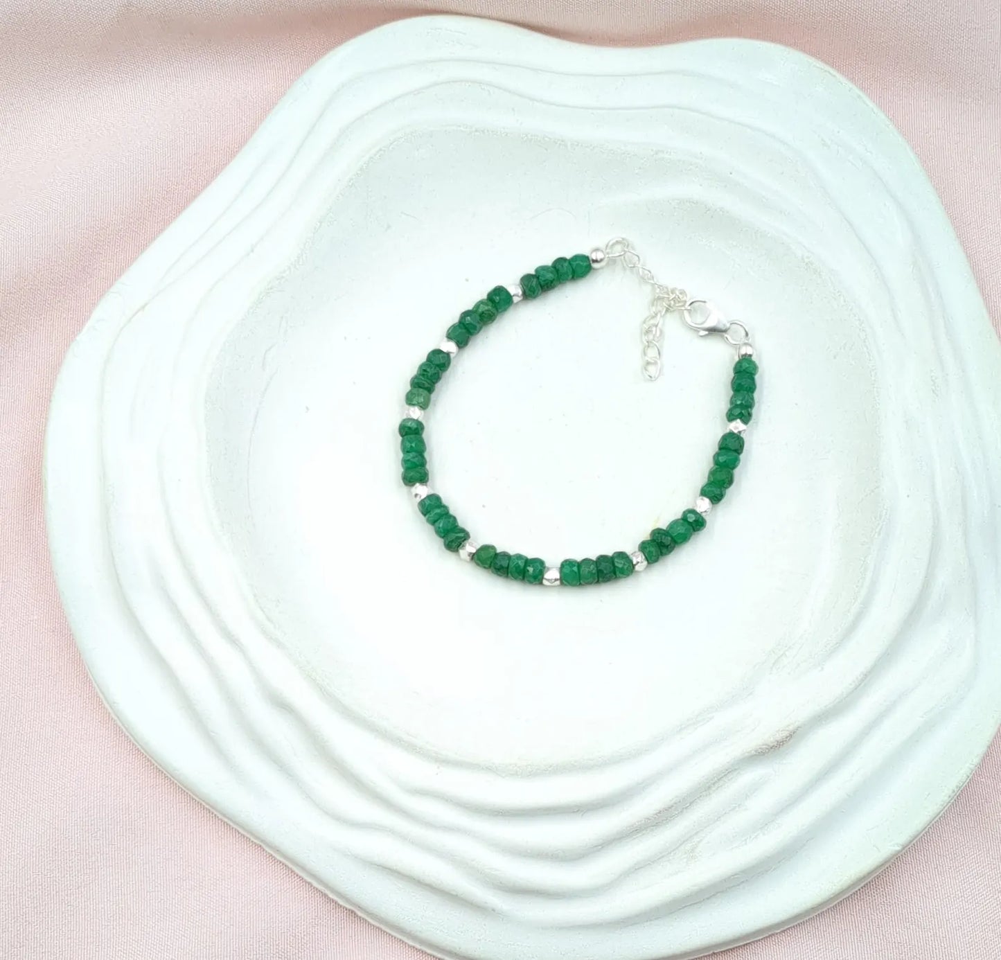 Emerald Corundum 925 Sterling Silver Bracelet
