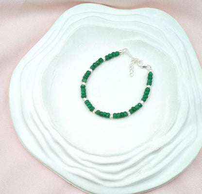 Emerald Corundum 925 Sterling Silver Bracelet