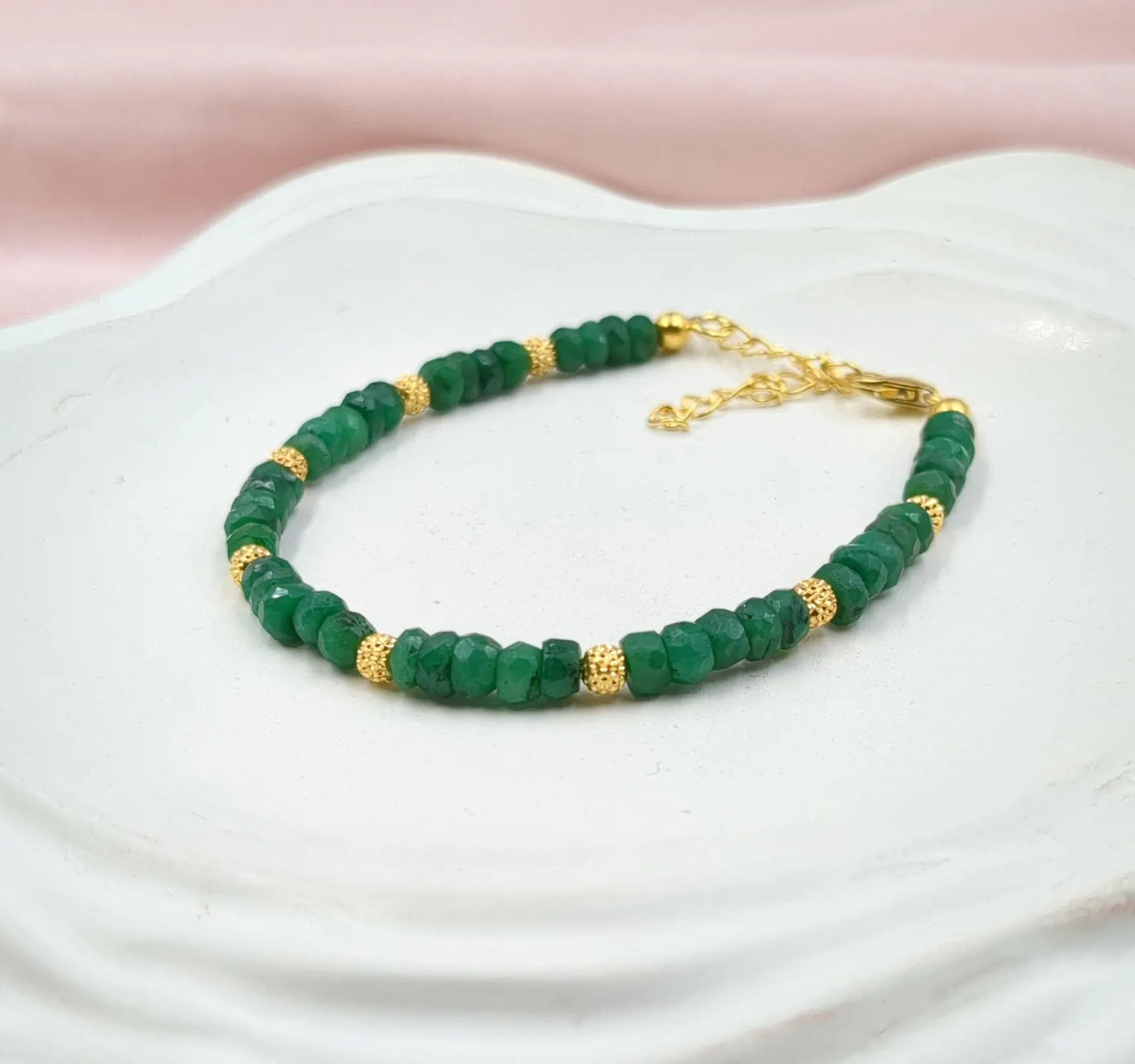 Emerald Corundum Bracelet 18K Gold Filled